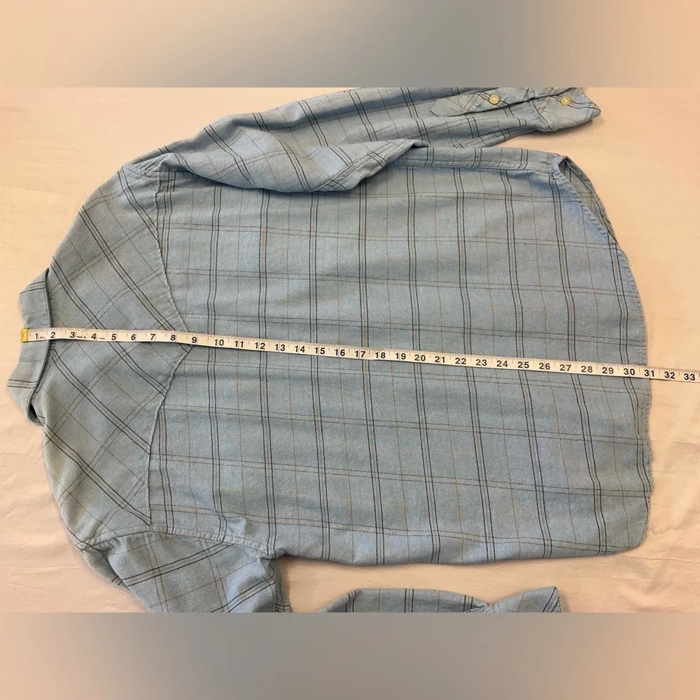 RESISTOL Double R Blue Plaid Button Front Long Sleeve Shirt, sz MD - Picture 6 of 11